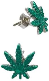 Leaf Stud Earrings - Green