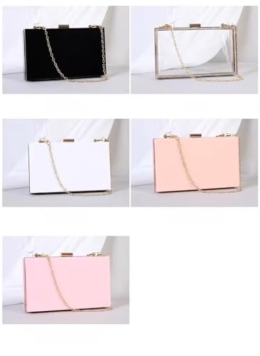 GIFTS INFINITY Mis Quince Años Quinceanera Purse for Women Acrylic Clutch Bag Shoulder Handbag with Removable Chain (White/Pink)