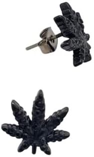 Leaf Stud Earrings - Black