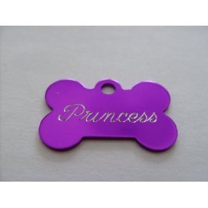 Pet Id Tag/deluxe – Small Purple Bone