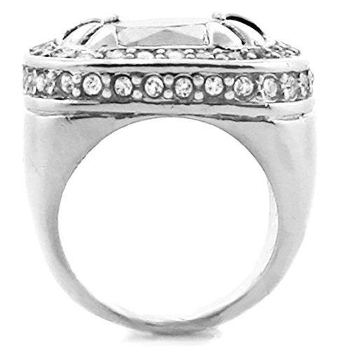 GIFTS INFINITY Silver Tone Synthetic Clear CZ Stone Men Rick Ross Hip Hop Style Ring (12)