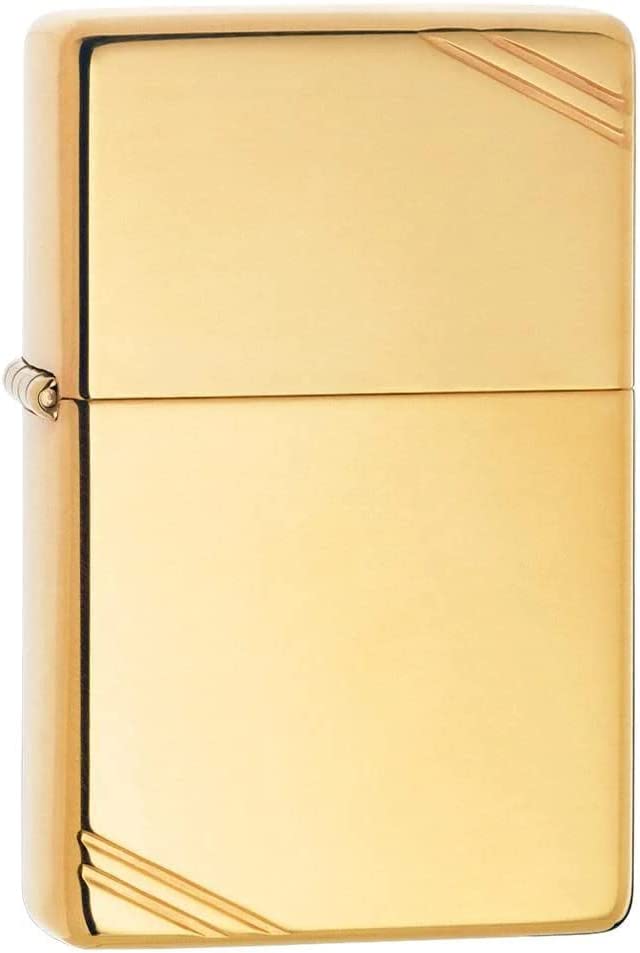 Zippo - Personalized High Polish Brass Vintage with Slashes Lighter- Free Engraving