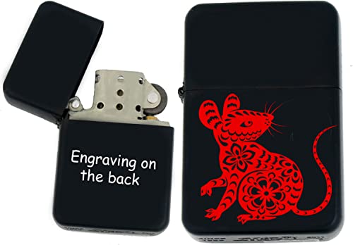 Chinese Zodiac Signs, Horoscope Symbols, Astrology Icons Collection s Infinity Black Matt Windproof Lighters! (Rat) - Christmas, Halloween & Valentines Day Gift