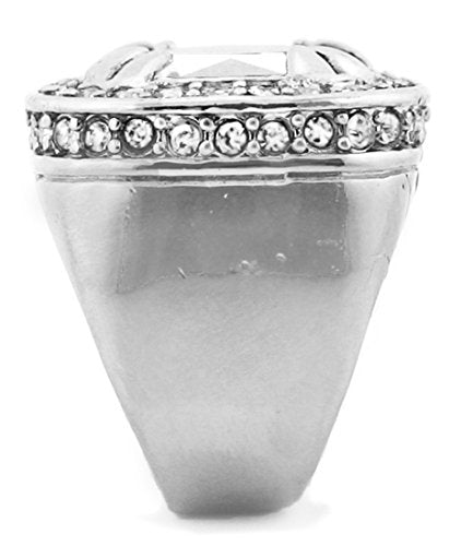 GIFTS INFINITY Silver Tone Synthetic Clear CZ Stone Men Rick Ross Hip Hop Style Ring (12)