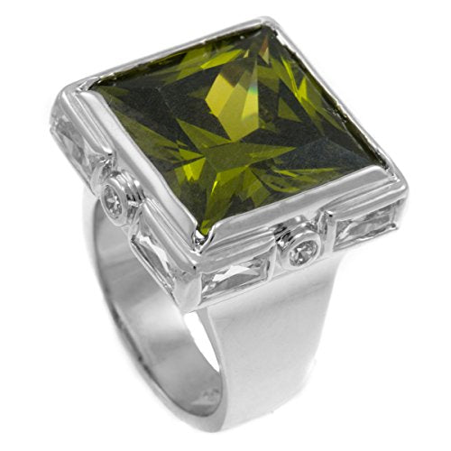 GIFTS INFINITY Green Moldavite CZ Stone Ladies Cocktail Ring RL178 (6)