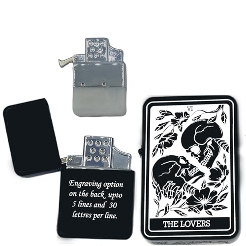 Custom Personalizied Tarot Card - 24 Major Arcana Cards Available Laser Engraved Unique Collectible Gifts Infinity Black Matt Single Torch Butane Lighters! (Lover RD)