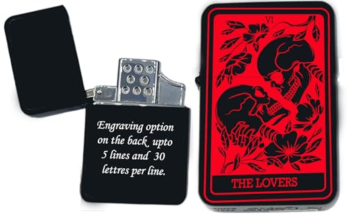 Custom Personalizied Tarot Card - 24 Major Arcana Cards Available Laser Engraved Unique Collectible Gifts Infinity Black Matt Single Torch Butane Lighters! (Lover RD)