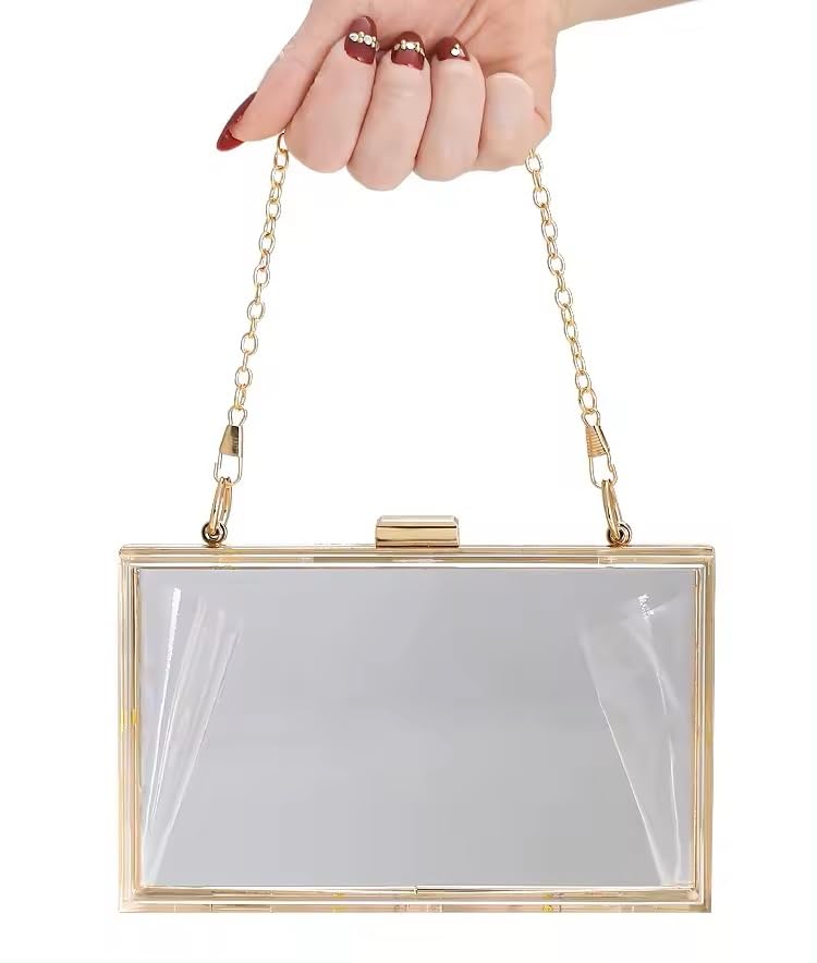 GIFTS INFINITY Mis Quince Años Quinceanera Purse for Women Acrylic Clutch Bag Shoulder Handbag with Removable Chain (Pink/Red)