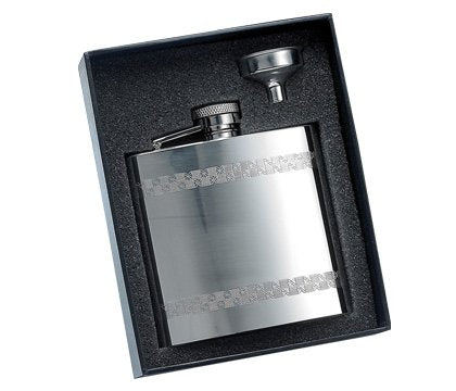 Personalized Stainless Steel Flask with Funnel - Gift Boxed