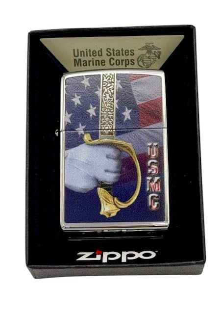 Custom Personalized Zippo U.S. Marine Corps Classic Windproof lighters - Free Engraving - Christmas, Halloween & Valentines Day Gift (Chrome SD)