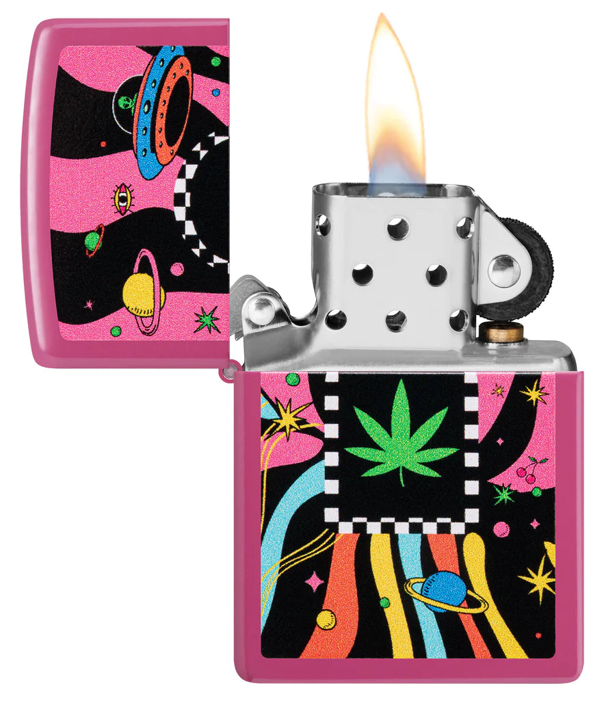 Zippo Cannabis Design Bold Cannabis Leaf Anchors the Color Image Design