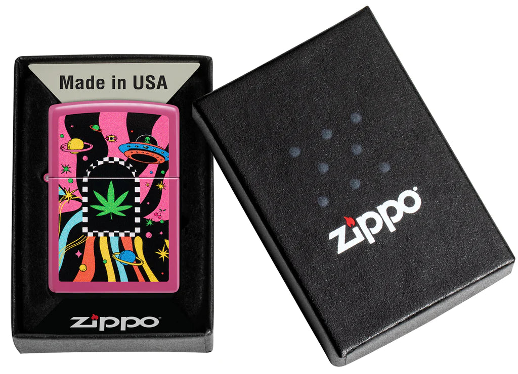 Zippo Cannabis Design Bold Cannabis Leaf Anchors the Color Image Design