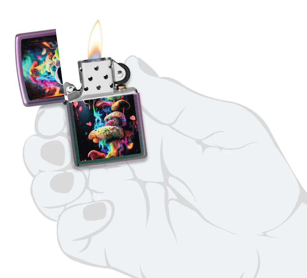 Zippo Mushrooms Design Multicolored Mushrooms Ascends Toward the Sky