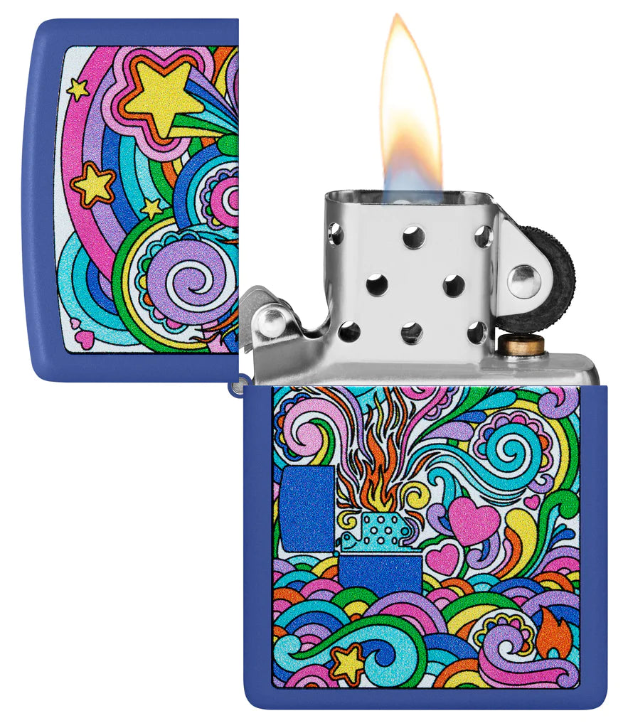 Zippo Abstract Zippo Design Vintage-Inspired Royal Blue Matte Lighter