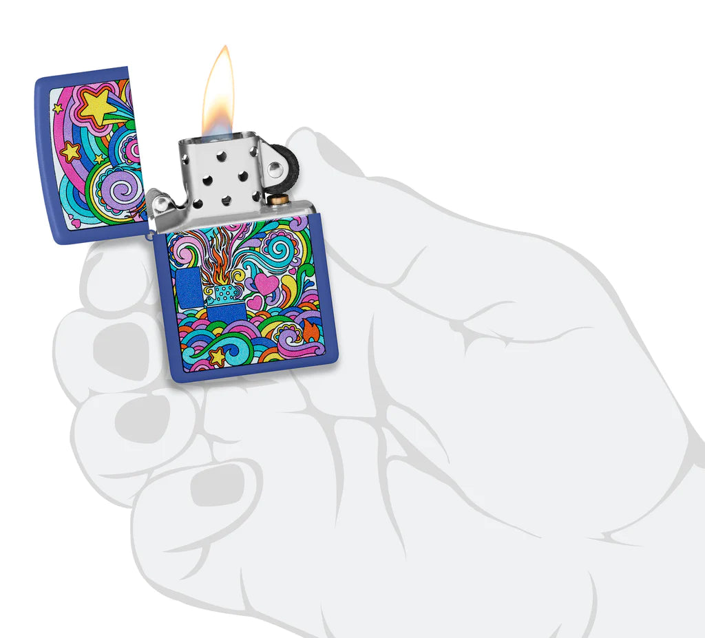 Zippo Abstract Zippo Design Vintage-Inspired Royal Blue Matte Lighter