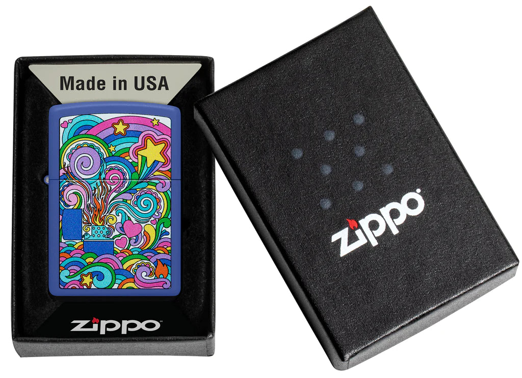 Zippo Abstract Zippo Design Vintage-Inspired Royal Blue Matte Lighter