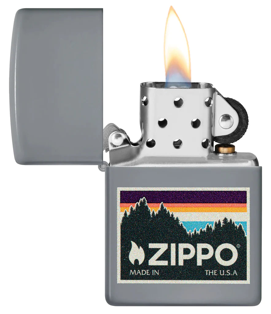 Zippo Outdoor Zippo Logo Design Crisp Color Image Design Features A Serene Colorblock Landscape Anchored By The Zippo Logo