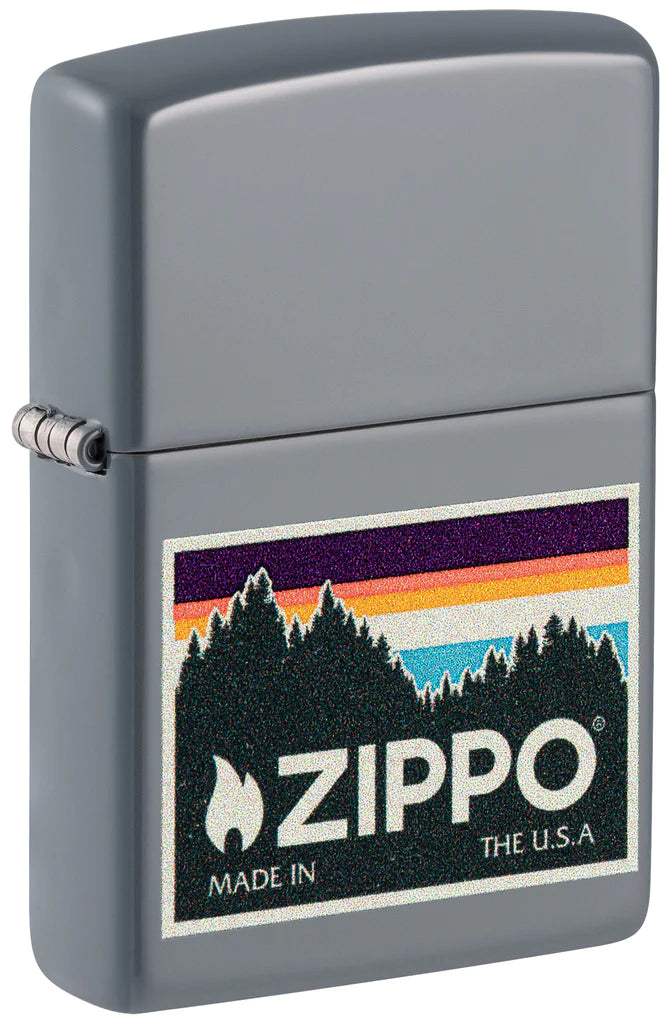 Zippo Outdoor Zippo Logo Design Crisp Color Image Design Features A Serene Colorblock Landscape Anchored By The Zippo Logo