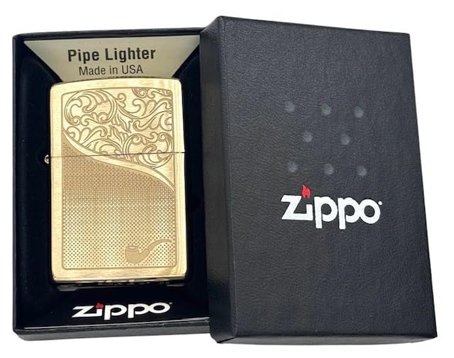 Personalized ZIPPO Classic Pipe Windproof Oil Lighter Engraving (Gold Eng)
