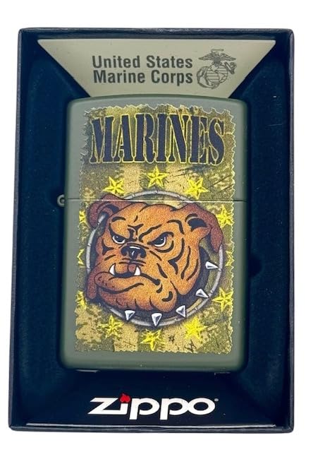 Custom Personalized Zippo U.S. Marine Corps Classic Windproof lighters - Free Engraving - Christmas, Halloween & Valentines Day Gift (Green BD)