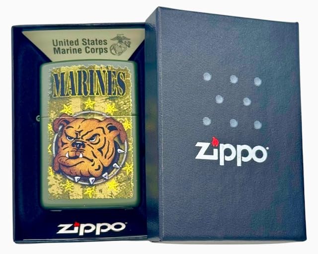 Custom Personalized Zippo U.S. Marine Corps Classic Windproof lighters - Free Engraving - Christmas, Halloween & Valentines Day Gift (Green BD)