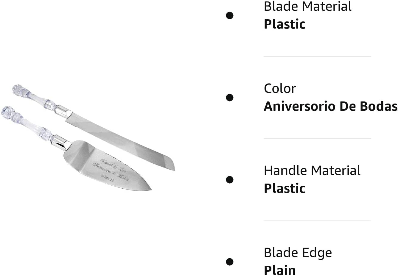 GIFTS INFINITY - Personalized Wedding Cake Knife and Server Set, Free Engraving– Plastic