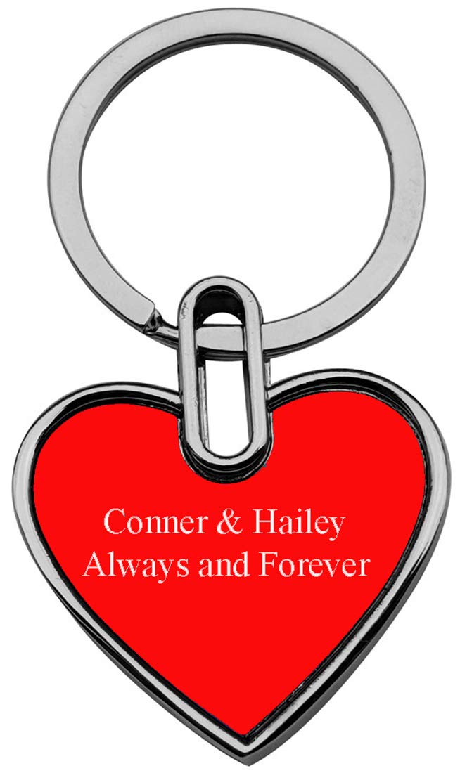 GIFTS INFINITY Personalized Key Chains Free Laser Engraving. (Heart #2 Red)