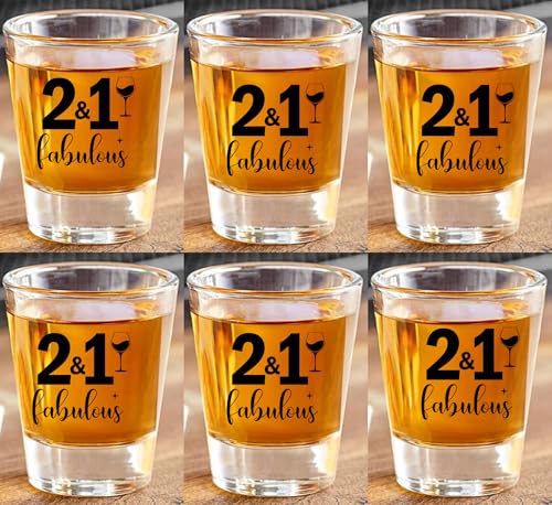 GIFTS INFINITY Set Of 6 1.5oz Shot Glasses 21 Bithday, Hello 21, Stepping into my 21th birthday (TW-12)