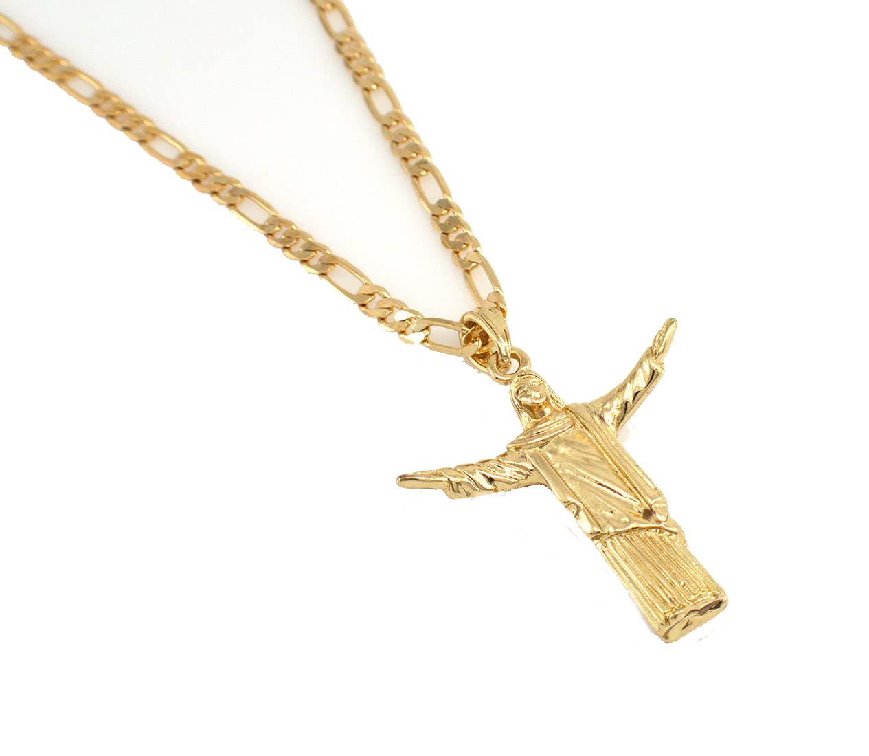Mens Hip-Hop Mat Finish Gold Tone Our Lord Jesus Pendant Necklace 24" chain,