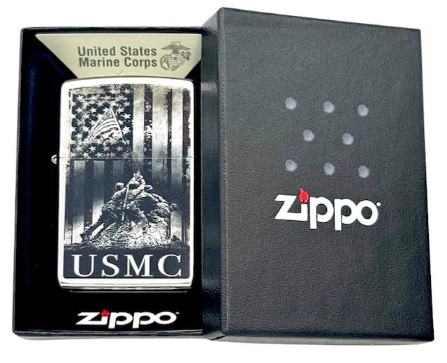 Custom Personalized Zippo U.S. Marine Corps Classic Windproof lighters - Free Engraving - Christmas, Halloween & Valentines Day Gift (Brush BK)