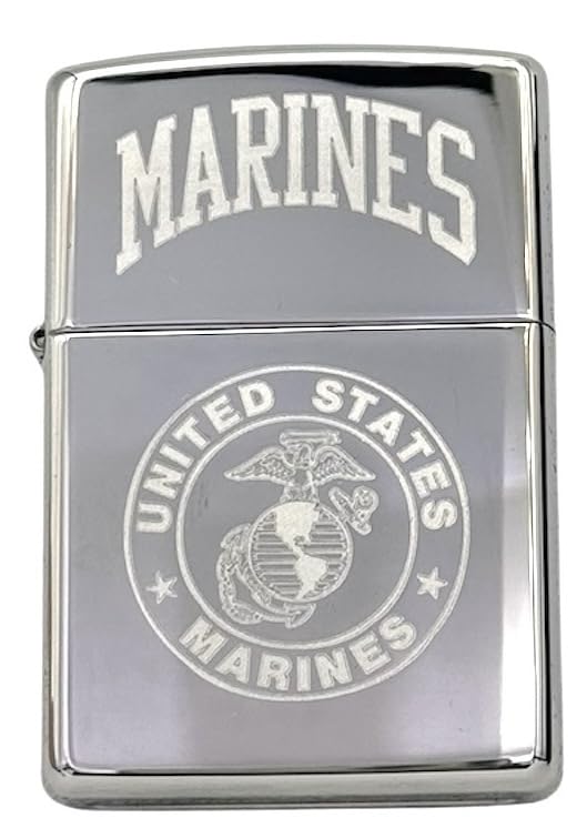 Custom Personalized Zippo U.S. Marine Corps Classic Windproof lighters - Free Engraving - Christmas, Halloween & Valentines Day Gift (HP Chrome)