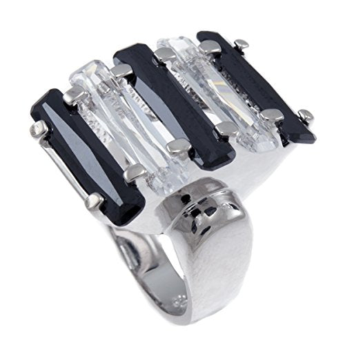 GIFTS INFINITY Black & White Zebra Cocktail Iced CZ Ladies Ring RL163 (9)