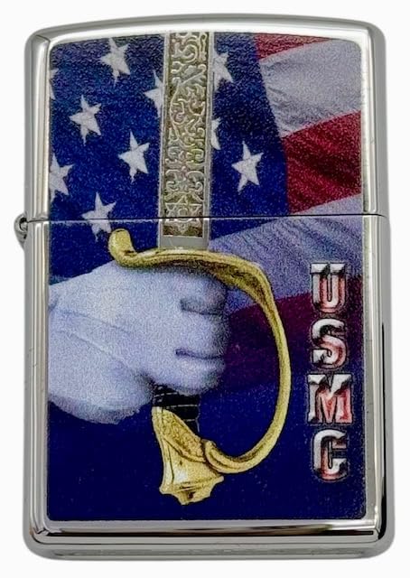Custom Personalized Zippo U.S. Marine Corps Classic Windproof lighters - Free Engraving - Christmas, Halloween & Valentines Day Gift (Chrome SD)