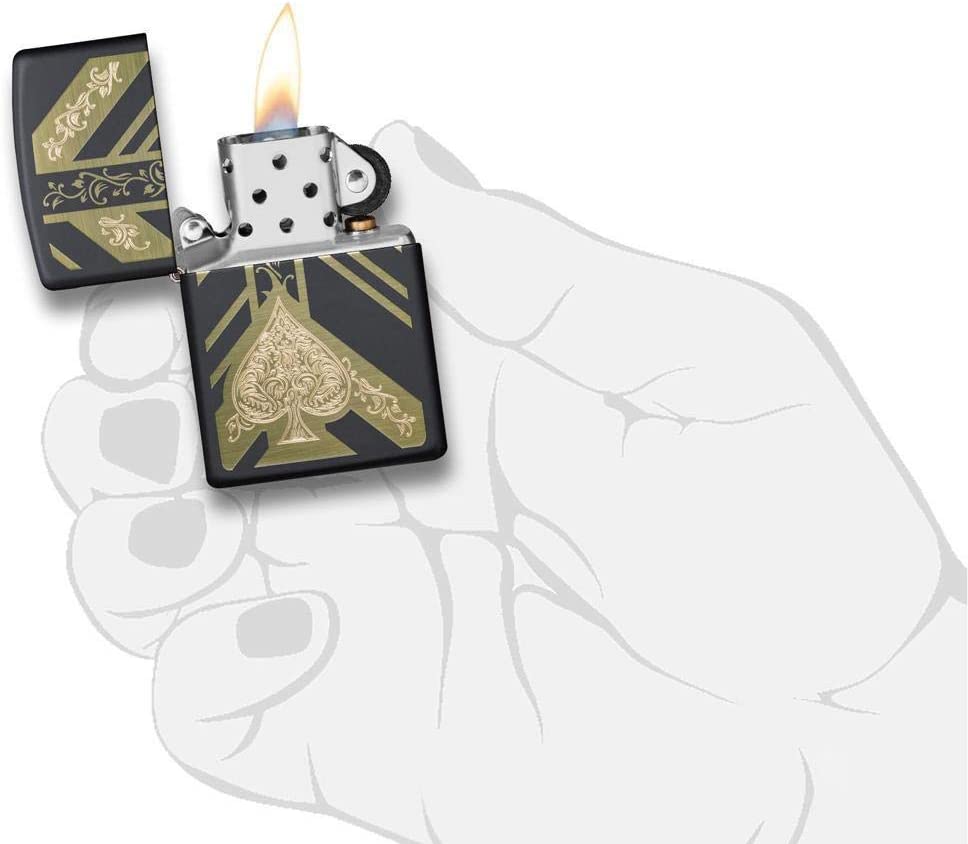Zippo - Personalized Ace of Spades Matte Black Windproof Lighter - 1 Pack