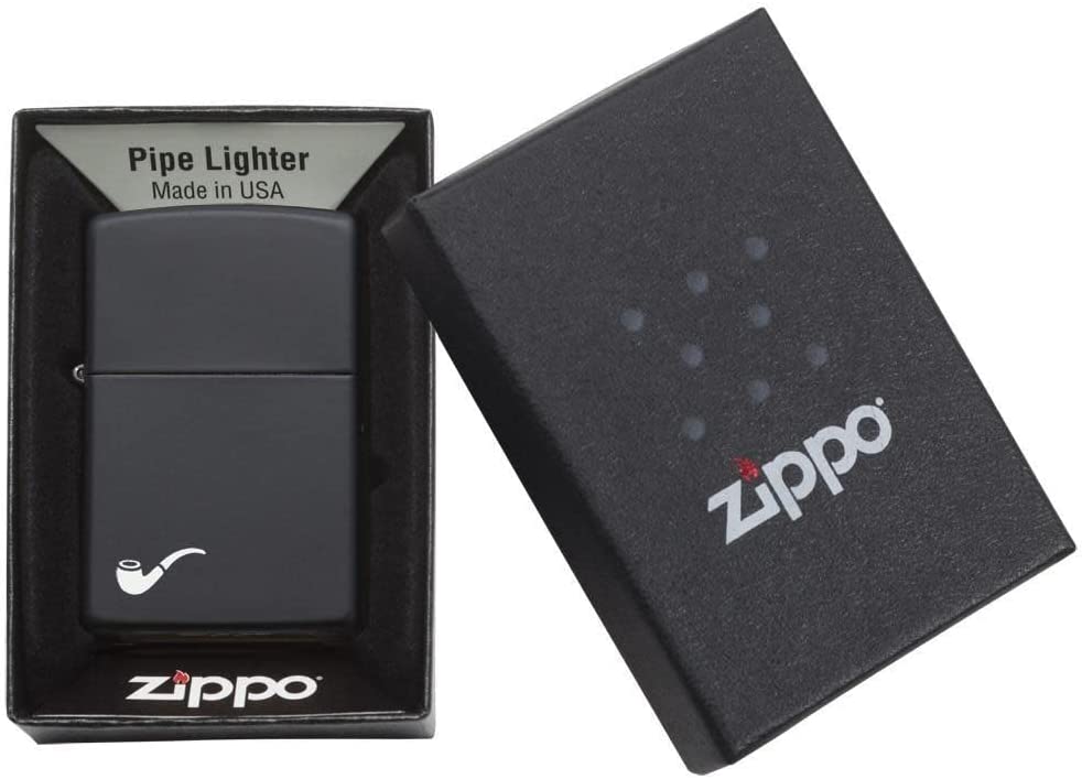 Zippo - Custom Personalized Black Matt Pipe Windproof Lighter - Pack 1