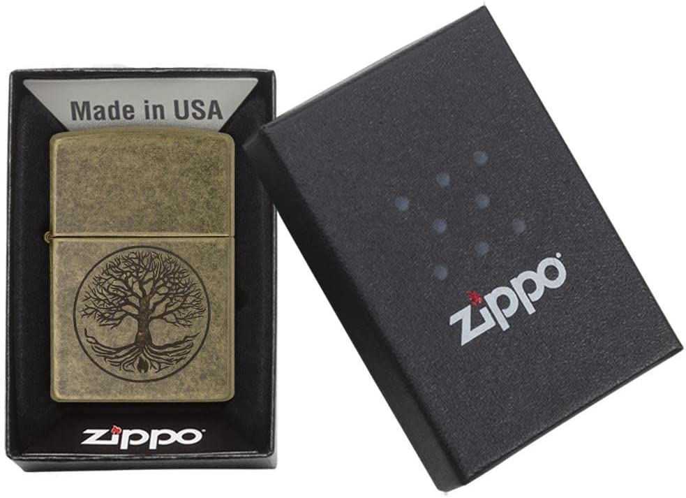 Personalized Zippo Lighter Classic Tree of Life Antique Brass