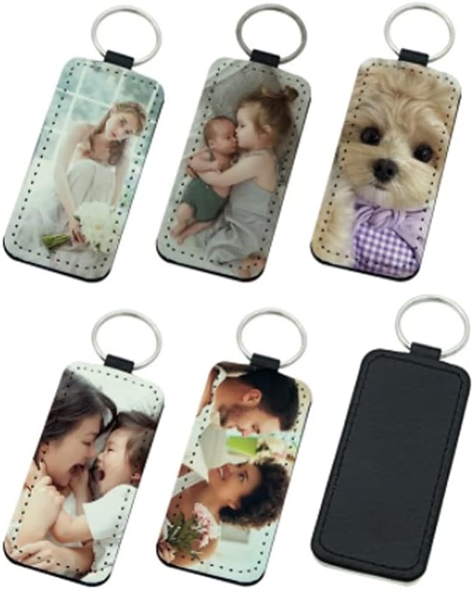 Gifts Infinity Personalized Photo Heart, Round, Rectangle Shape Leather Keychain - Print any Pic or Logo you need.