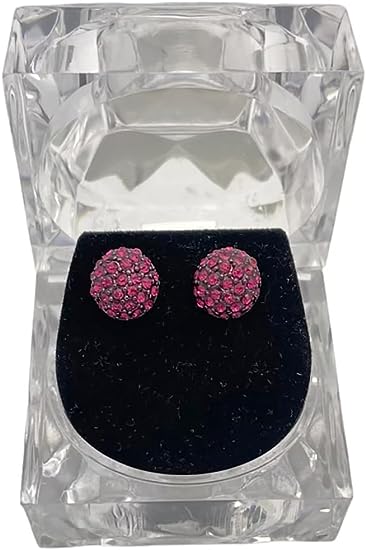 Disco Ball Stud Earrings - Pink