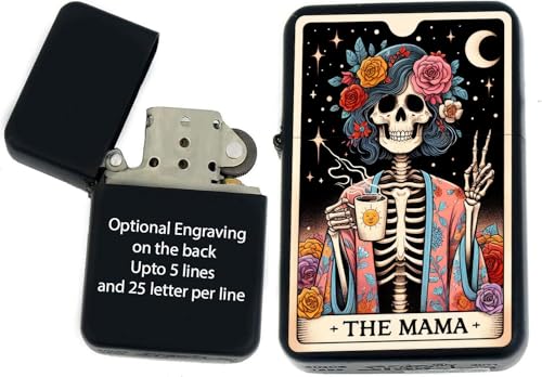 Tarot Card Funny Skull Tarot Cards Unique Collectible Black Windproof Oil Lighters! - Christmas, Halloween & Valentines Day Gift (The Mama)