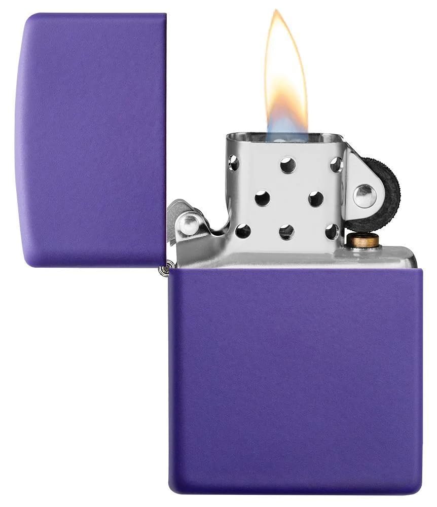 Custom Personalized Zippo Photo, Logo, Image and Engraving on The Back Windproof Lighter - Christmas, Halloween & Valentines Day Gift (Purple)