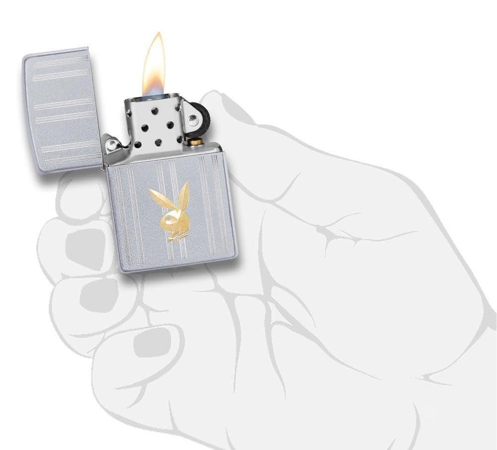 Personalized Zippo Playboy Windproof Lighter Free Engraving - Christmas, Halloween & Valentines Day Gift (Two-Tone 29777)