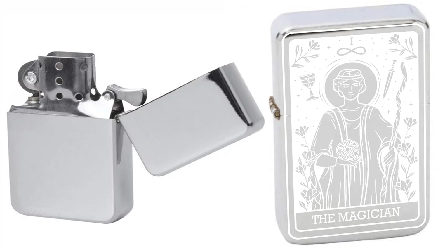 Custom Tarot Card - Major Arcana Cards Available Unique Collectible s Infinity Chrome Laser Engraved Windproof Lighters! (The Magician) - Christmas, Halloween & Valentines Day Gift