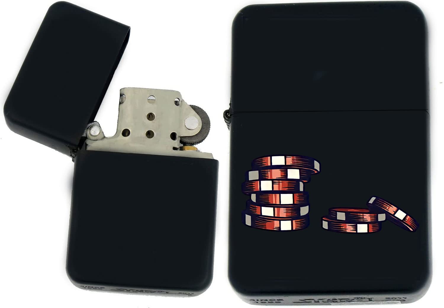 Gambling, Casino, Slot Machine, Skull, Four Aces Cards, Collection s Infinity Black Matt Windproof Lighters! (CD-8) - Christmas, Halloween & Valentines Day Gift