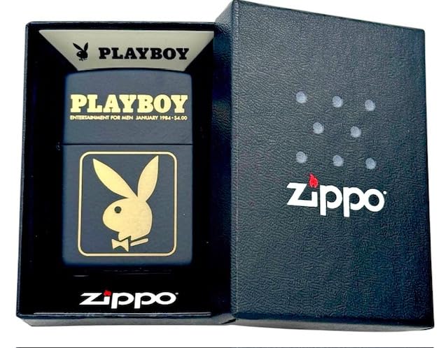 Personalized Zippo Playboy Windproof Lighter Free Engraving - Christmas, Halloween & Valentines Day Gift (Black Gold)
