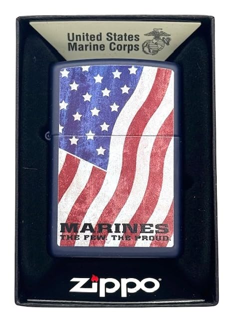 Custom Personalized Zippo U.S. Marine Corps Classic Windproof lighters - Free Engraving - Christmas, Halloween & Valentines Day Gift (Navy Blue)