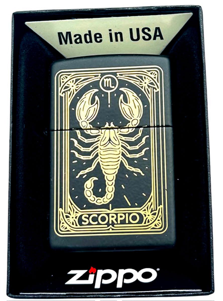 Zippo Lighter - Personalized Custom Message Engraved on Backside Zodiac, Horoscope Sign (Scorpio)
