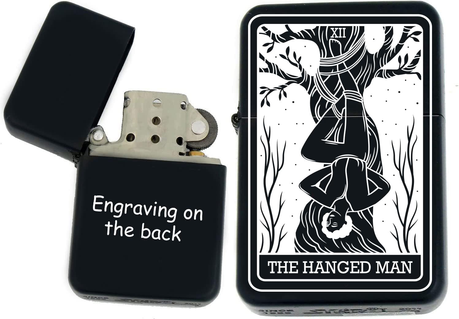 Custom Personalizied Tarot Card - 24 Major Arcana Cards Available Laser Engraved Unique Collectible s Infinity Black Matt Windproof Lighters! (The-Hangman) - Christmas, Halloween & Valentines Day Gift