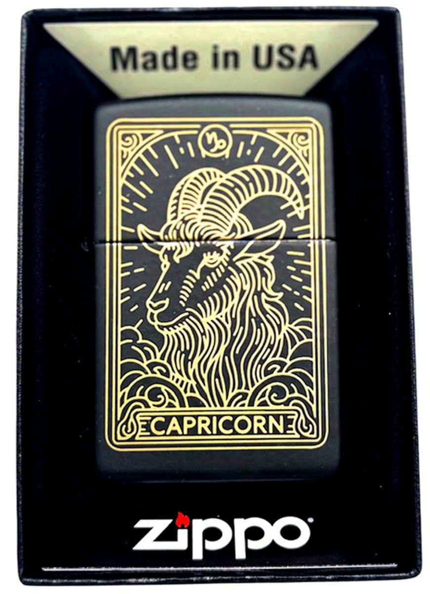 Zippo Lighter - Personalized Custom Message Engraved on Backside Zodiac, Horoscope Sign(Capricon)