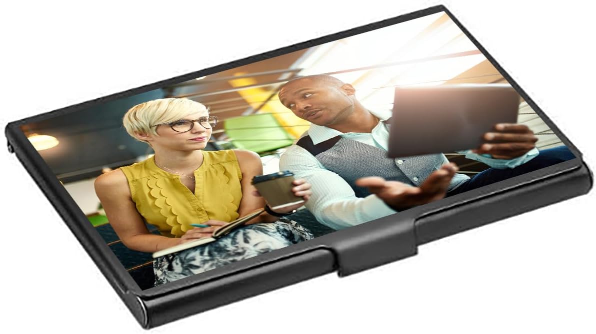 GIFTS INFINITY UV Printed Personalized Business Card Holder - Free Engraving (Black)