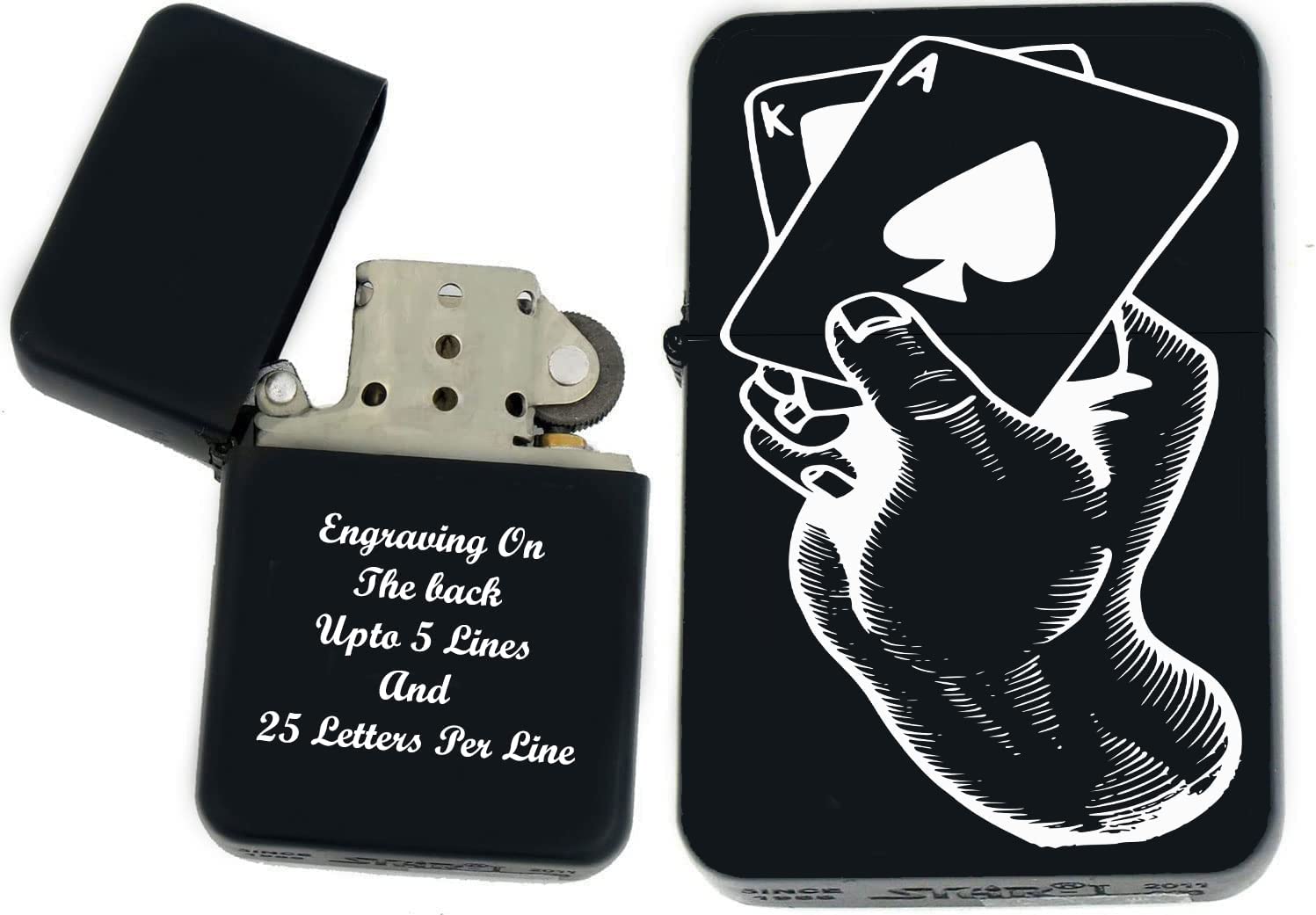 GIFTS INFINITY-Lighters-Gambling, Slot Machine, Skull, Four Aces Cards-Black Matt(CD-27)